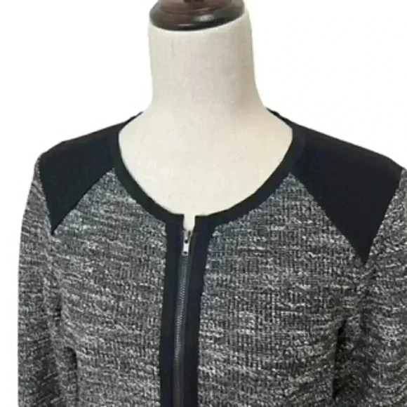 Eileen Fisher Black And White Tweed Knit Zip Front Jacket Women’s Sz‎ Medium - Picture 4 of 11